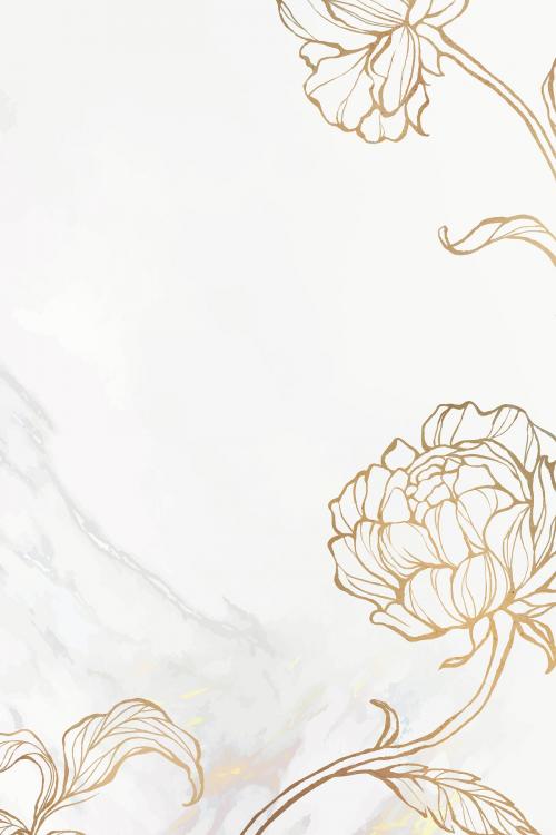 Gold floral outline on marble background - 2019801
