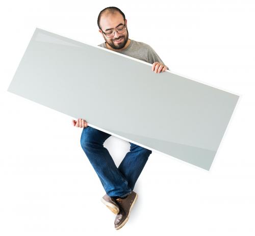 Man holding a blank banner - 404996