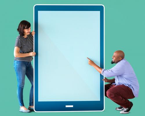 Diverse couple holding a tablet - 404999