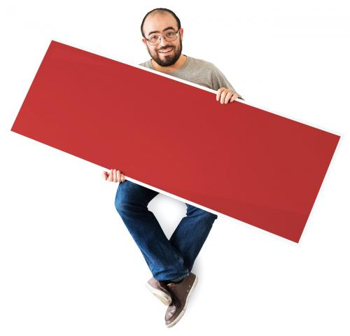 Man holding a blank banner - 405089