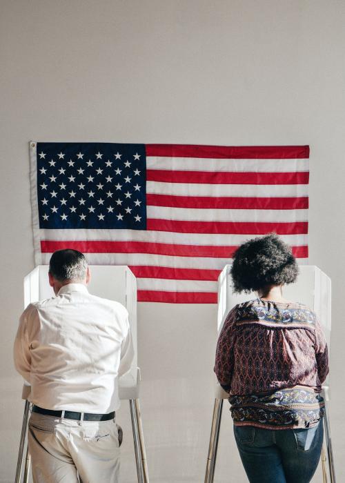 American at a polling booth - 1223739