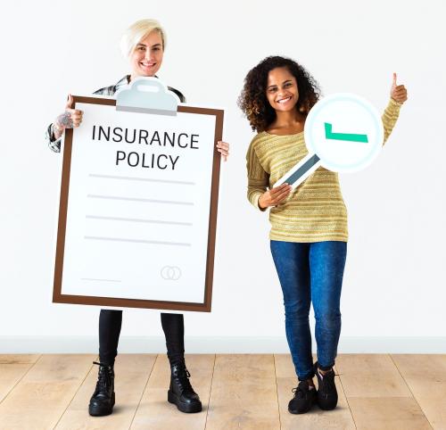 Women with insurance policy form - 414546