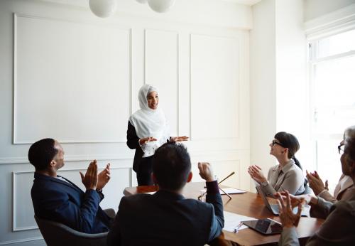 Muslim businesswoman presenting in an office meeting - 1208672
