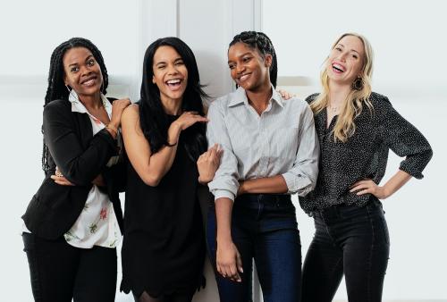 Happy confident businesswomen standing together - 1211550