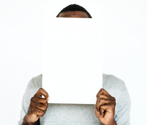 Man holding a blank white board - 325357
