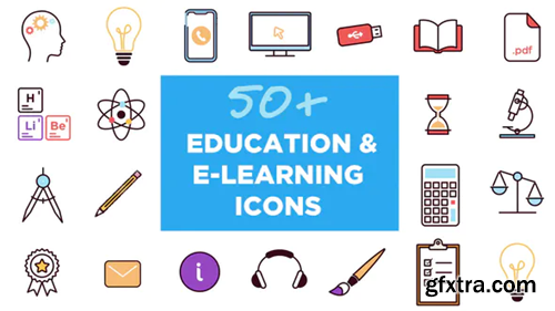 Videohive 50+ Animated Icons for Education and E-learning 26768071