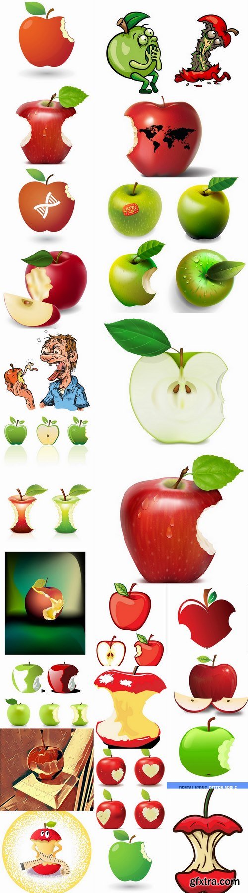 Bitten apple trace of teeth fruit vector image 25 EPS