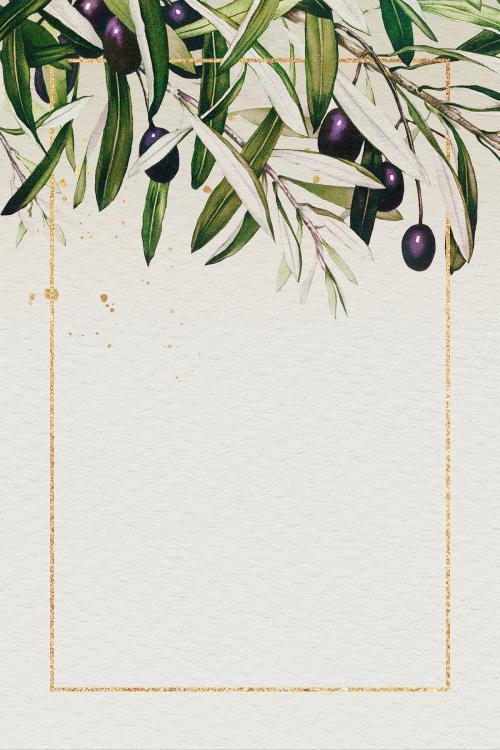 Rectangle gold frame with olive branch pattern illustration - 1210325
