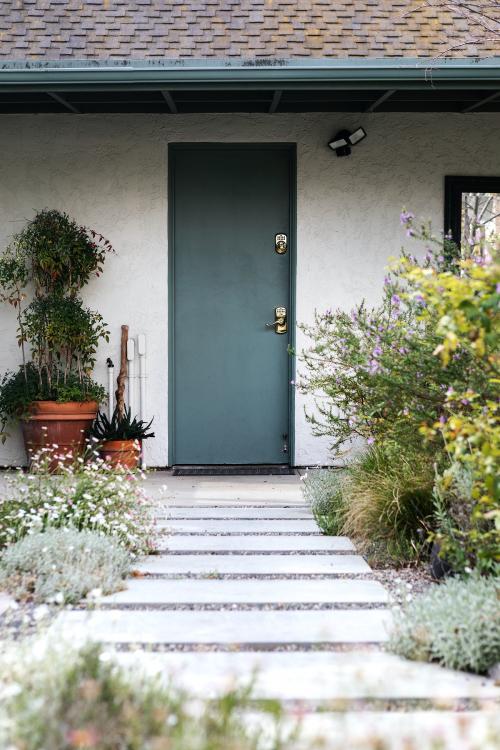 Green front door exterior decor - 1211460
