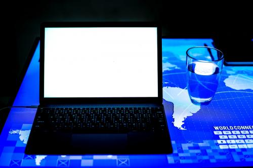 Laptop on a digital desk cyber space - 59472