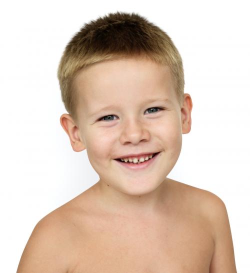 Caucasian Little Boy Bare Chested Smiling - 7482