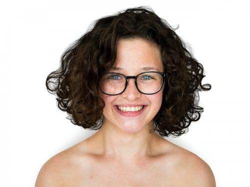 A happiness girl with eyeglasses smiling - 7601