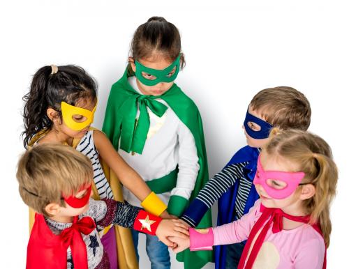 Little Kids Superhero Hands Together Teamwork - 7124
