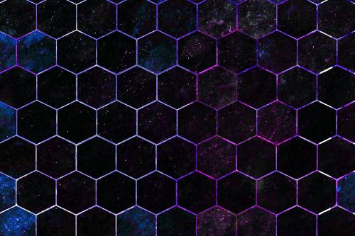 Hexagon black marble tiles patterned background - 1213192