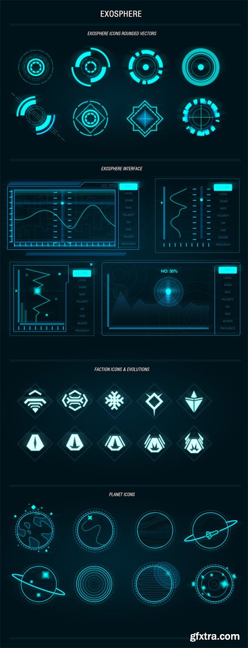 Exosphere PSD Template Sci-fi Shapes for UI Designers