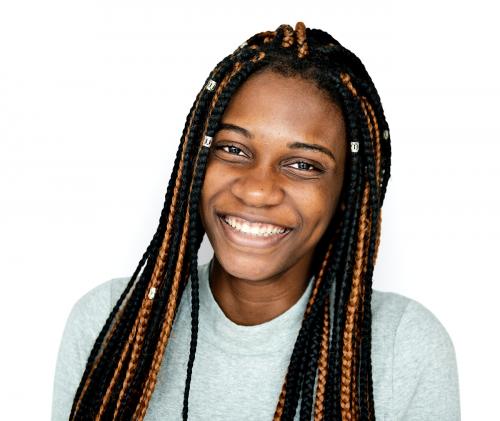 Young african descent girl with dreadlocks smiling - 7280