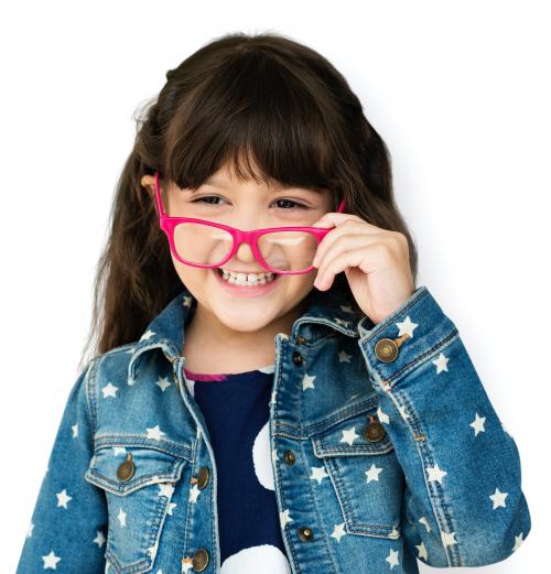 Young Girl Wear Eyeglasses Smile Studio - 7286
