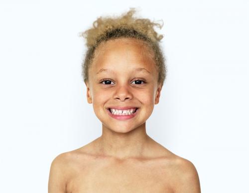 Young Girl Smiling Bare Chest - 7287