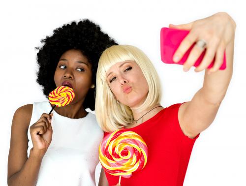 Friends Lollipop Candy Taking Selfie - 7363