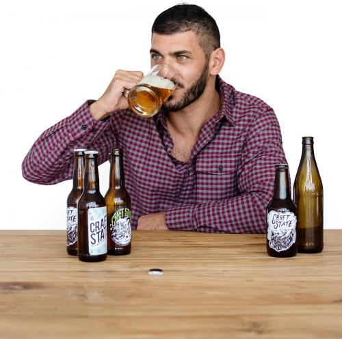Middle Eastern Man Beer Drinks Alocohol Studio Portrait - 7380