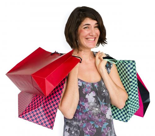 Woman Cheerful Shopping Bags Concept - 6797