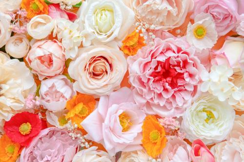 Colorful fresh flowers patterned background - 1204319