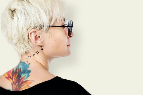 Caucasian tattooed woman profile - 7016