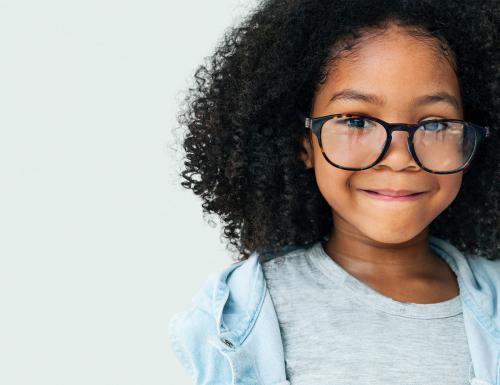 African descent little girl wearing glasses - 6586