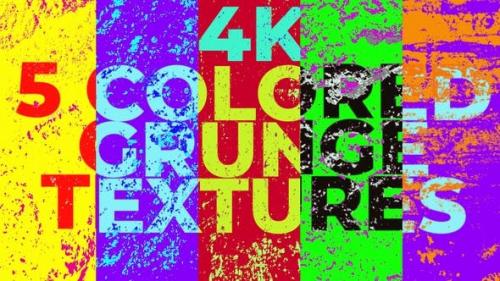 Videohive - 5 Colored Grunge Textures 4k - 26091740