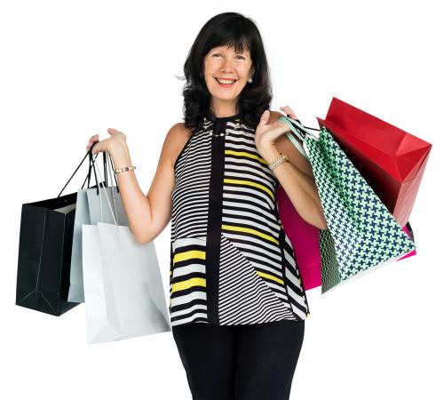 Adult Women Hands Hold Shopping Bags Studio - 6651