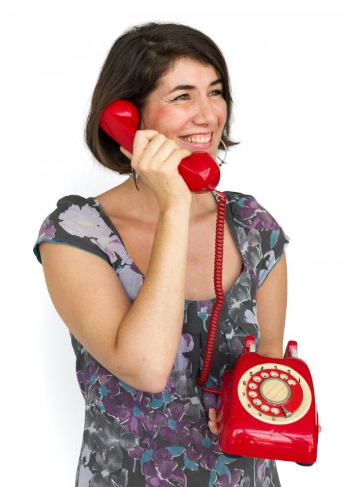 Caucasian Lady Red Telephone Concept - 6745