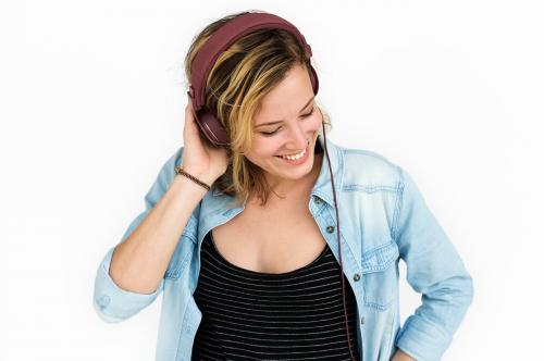 Woman Smiling Happiness Music Headphones Concept - 6751