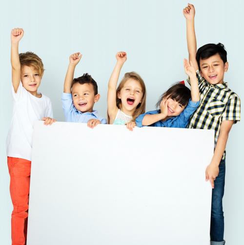Diversity Children Showing Banner Board - 5996