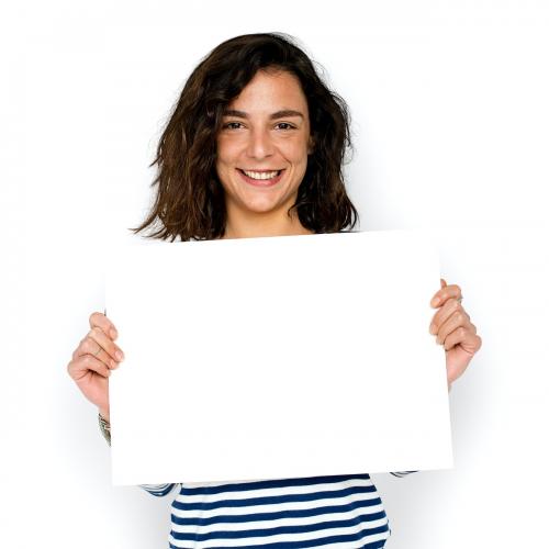 Woman Hold Blank Paper Board Copy Space - 6131