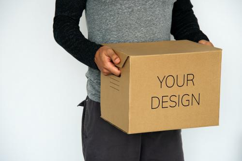Man Carry Cardboard Box Studio - 6193