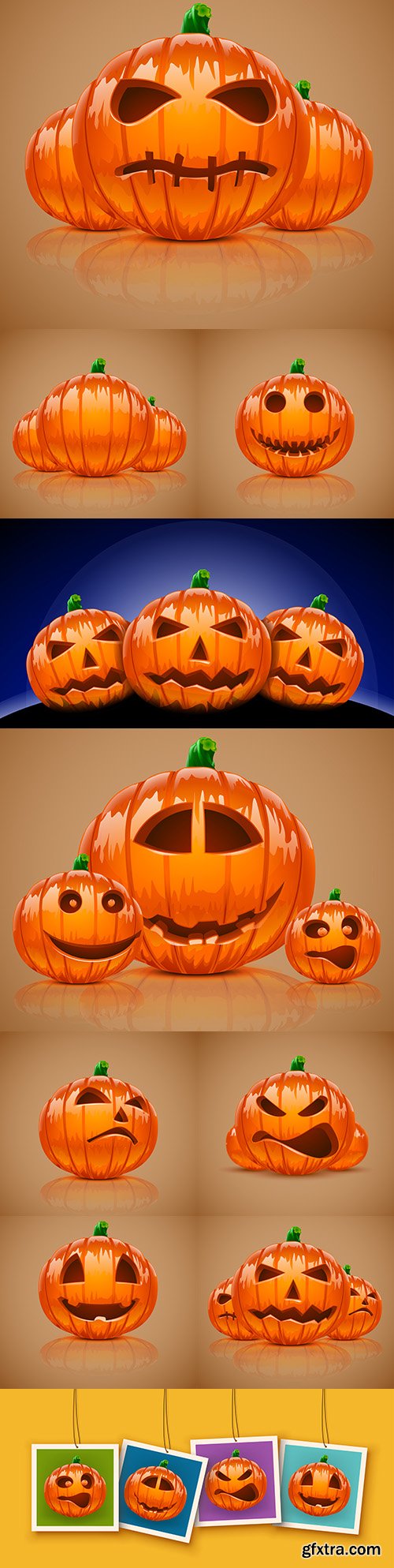 Halloween orange Pumpkin cartoon emotions illustration