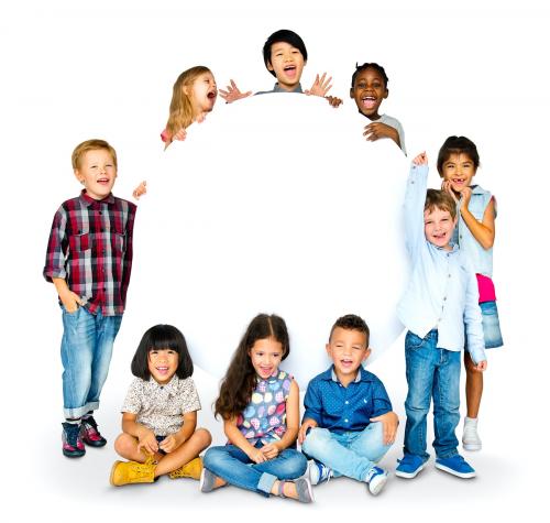 Happiness group of cute and adorable children with copy space - 6223