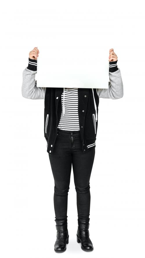 Person Standing and Holding empty Placard - 6342