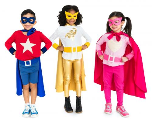 Superhero kids wearing colorful costumes - 4936