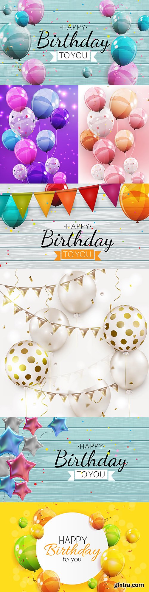 Happy birthday holiday invitation realistic balloons 17