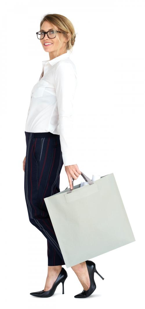 Businesswoman Design Blueprint Bag Portrait Concept - 4699