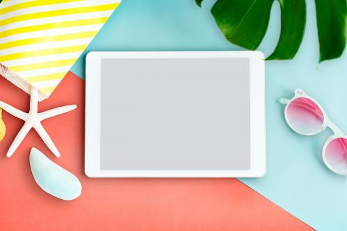 Tablet with a summer themed background - 5437