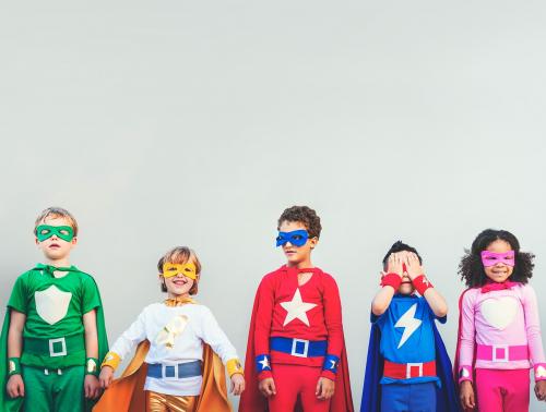 Smiling diverse children in superhero costumes - 5508