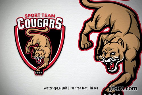 Cougar mascot sport and esport logo