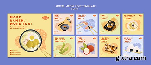 Sushi social media post template