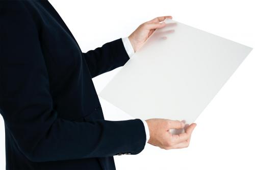 Caucasian Business Woman Holding Document - 5673