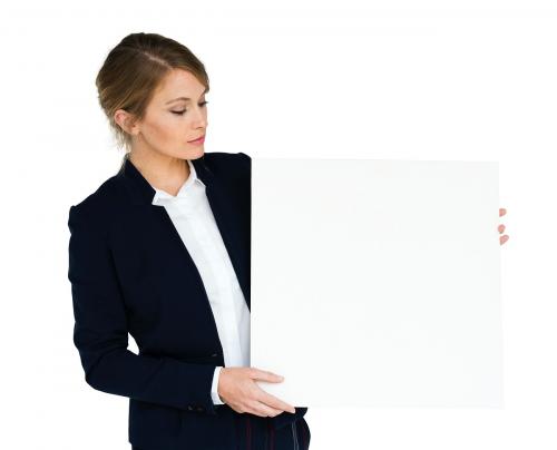 Caucasian Business Woman Holding Paper - 5790