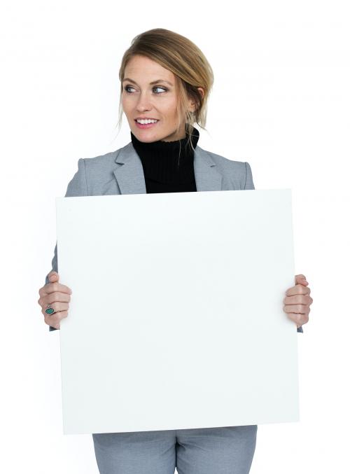Businesswoman Smiling Happiness Holding Placard Copy Space Concept - 5864
