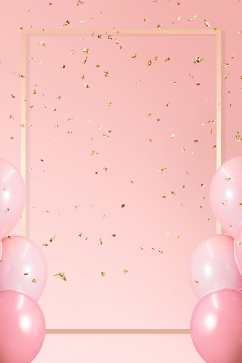 Golden frame balloons on a pink background - 1224730