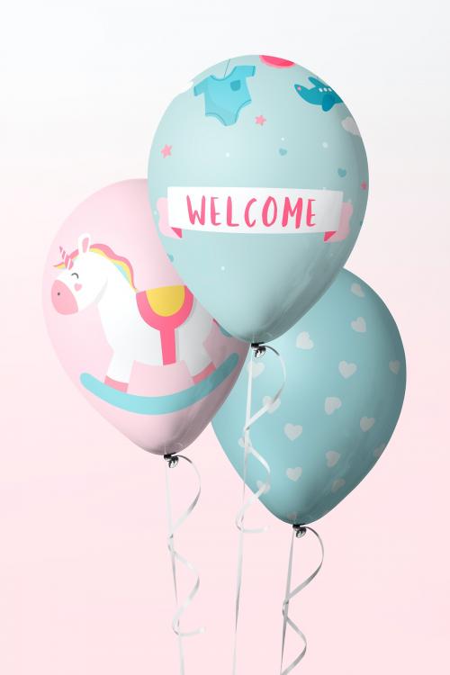 Cute unicorn welcome balloon mockups - 1224734
